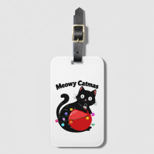 Etiqueta De Bagagem Meowy Catmas - Gato com enfeite de Natal