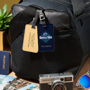 Etiqueta De Bagagem Mergulhador Retro Scuba Mergulhando Escola Oceano
