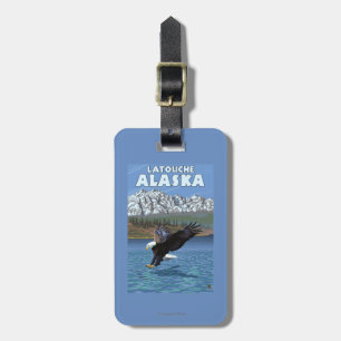 Etiqueta De Bagagem Mergulho da águia americana - Latouche, Alaska