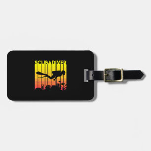 Etiqueta De Bagagem Mergulho Scuba Diver Silhouette Mergulhando Nadado