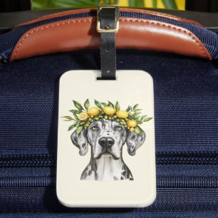 Etiqueta De Bagagem Merle Great Dane Dog Lemon Crown