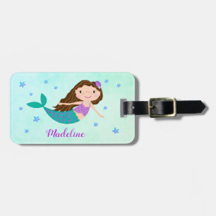 Etiqueta De Bagagem Mermaid Purple Glitter Name