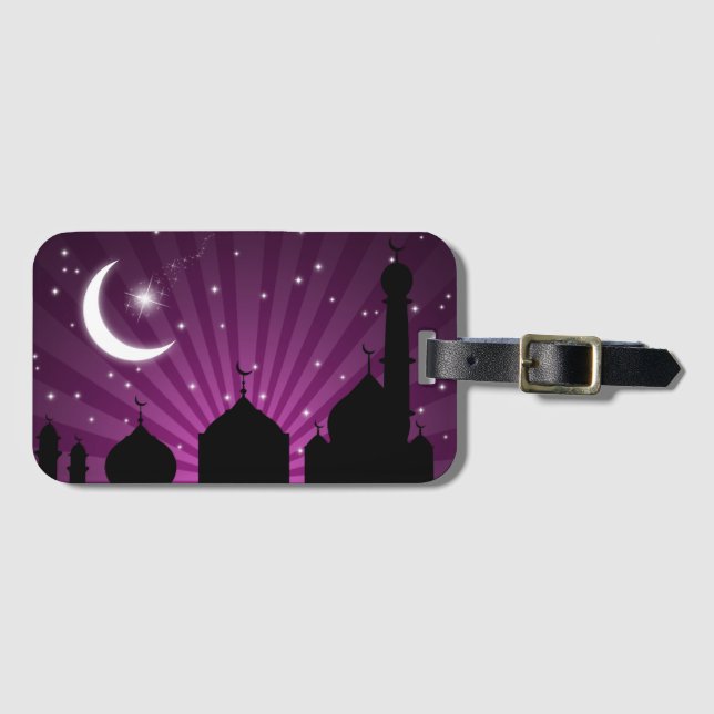 Etiqueta De Bagagem Mesquita Silhoule Purple Night - Etiqueta de Bagag (Frente Horizontal)