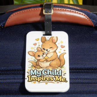 Etiqueta De Bagagem Meu Filho Me Inspira – Design de Canguru Orgulhoso
