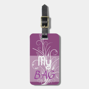 Etiqueta De Bagagem Meu Tag floral roxo da bagagem dos redemoinhos do