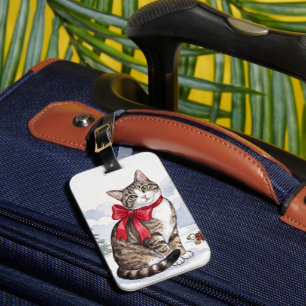 Etiqueta De Bagagem Mia a Gata Festiva com Decoração de Feriado