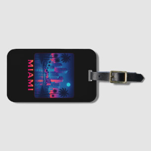 Etiqueta De Bagagem Miami Moonrise - Horizonte Neon