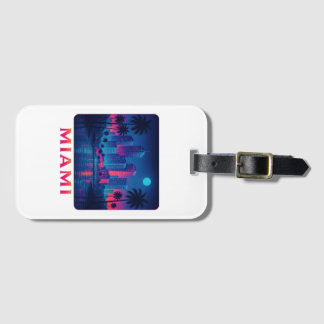 Etiqueta De Bagagem Miami Moonrise - Linha do Céu Neon