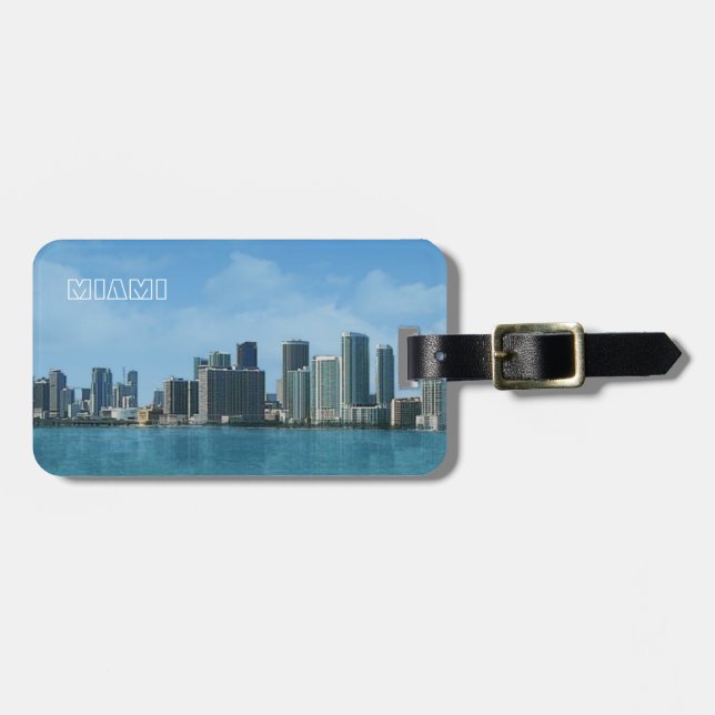 Etiqueta De Bagagem Miami Skyline (Frente Horizontal)