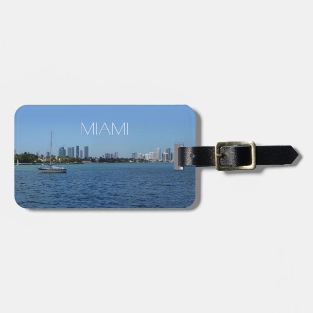 Etiqueta De Bagagem Miami Skyline (sem texto personalizável) (Frente Horizontal)