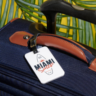 Etiqueta De Bagagem Miami Surf – Design de Surfboard Sunset Vintage da