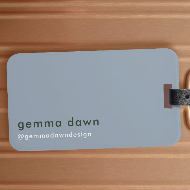 Etiqueta De Bagagem Mídia social simples e moderna Cinza azul (Criador carregado)