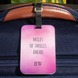 Etiqueta De Bagagem Milhas de Sorrisos à Frente | Monograma de Aquarel