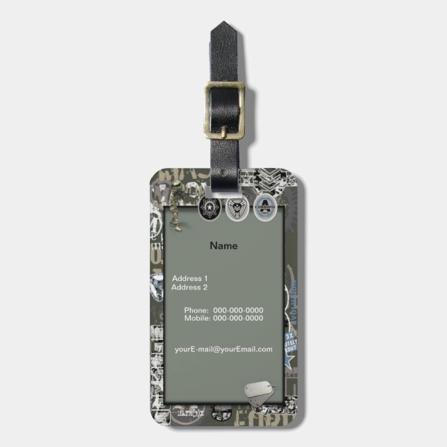 Etiqueta de Bagagem Militar (Frente Vertical)