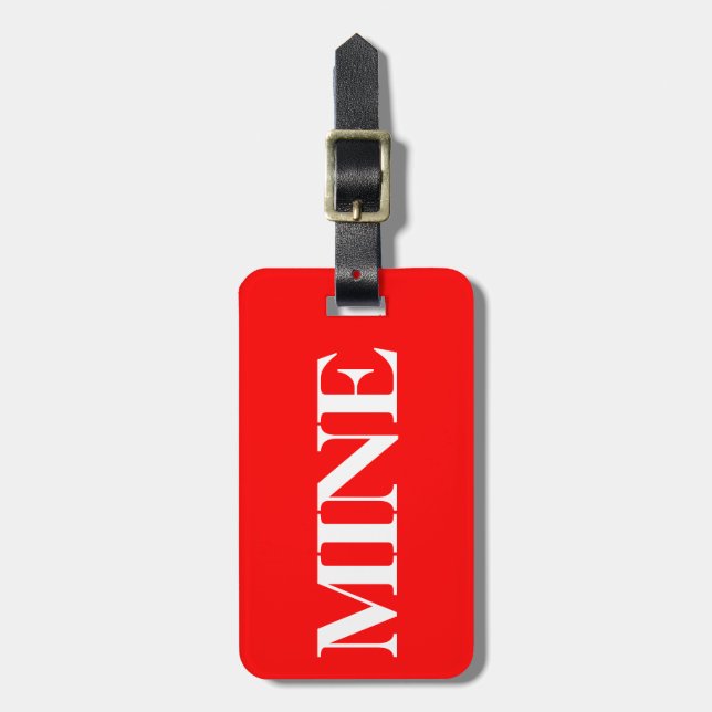 Etiqueta De Bagagem MINE Branco em Vermelho (Frente Vertical)