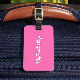 Etiqueta De Bagagem Minha próxima parada - Design rosa personalizável