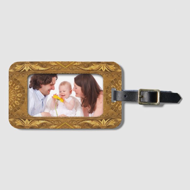 Etiqueta De Bagagem Mini Frame - antigo I + sua foto (Frente Horizontal)