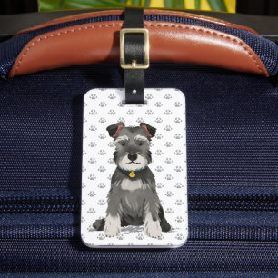 Etiqueta De Bagagem Mini Schnauzer Fofo