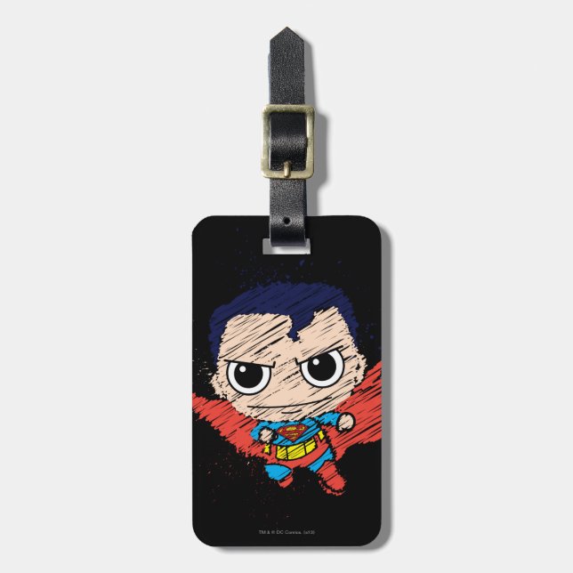 Etiqueta De Bagagem Mini Superman Sketch (Frente Vertical)