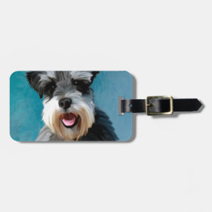 Etiqueta De Bagagem Miniatura Schnauzer — Pintura De Cor De Água
