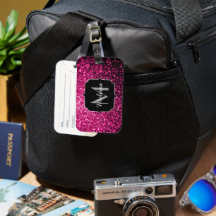 Etiqueta De Bagagem Minigrafia rosa quente brilha