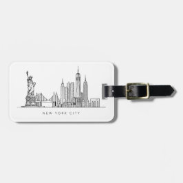 Etiqueta De Bagagem Minimalist New York City Skyline Line Art