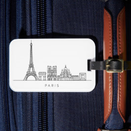 Etiqueta De Bagagem Minimalist Paris Skyline Line Art