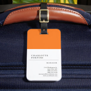 Etiqueta De Bagagem Minimalista de Cor Amarelo Branco Simples Moderno