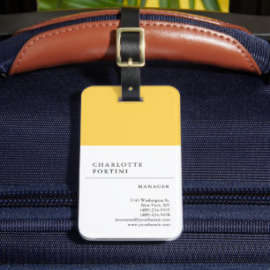 Etiqueta De Bagagem Minimalista de cor branca Dourada e simples modern