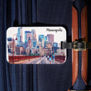 Etiqueta De Bagagem Minneapolis Minnesota Skyline City View