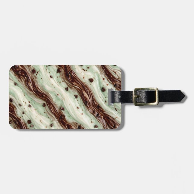 Etiqueta De Bagagem Mint Chocolate Chip Milkshake Marble Design (Frente Horizontal)
