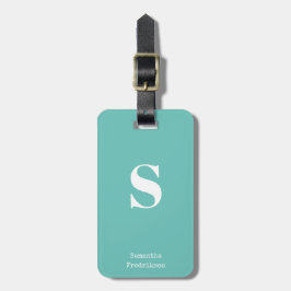 Etiqueta De Bagagem Mint Turquoise Green Monograma Na moda Typewrite L