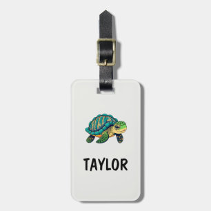 Etiqueta De Bagagem Mochila Colorida Personalizada da Tartaruga Bonita