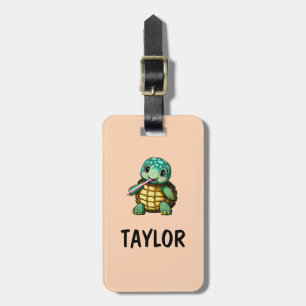 Etiqueta De Bagagem Mochila Colorida Personalizada da Tartaruga Bonita