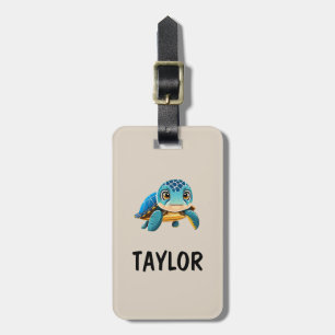 Etiqueta De Bagagem Mochila Colorida Personalizada da Tartaruga Bonita