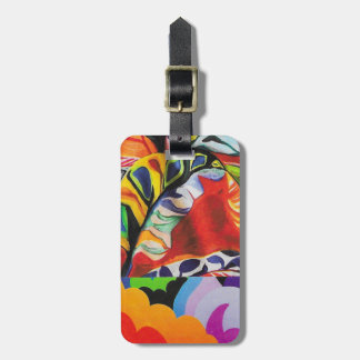 Etiqueta De Bagagem mod floral paisley abstrato