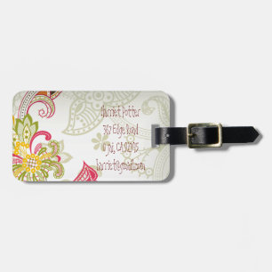 Etiqueta De Bagagem Moda Floral Retro Legal Bonita, Cuta
