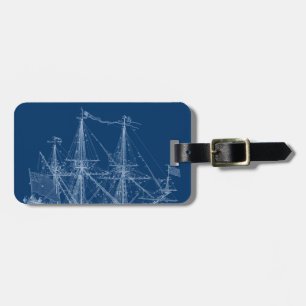 Etiqueta De Bagagem Modelo alto azul do navio de navigação