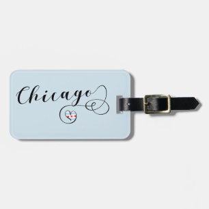 Etiqueta De Bagagem Modelo de Bagagem de Coração de Chicago, Illinois