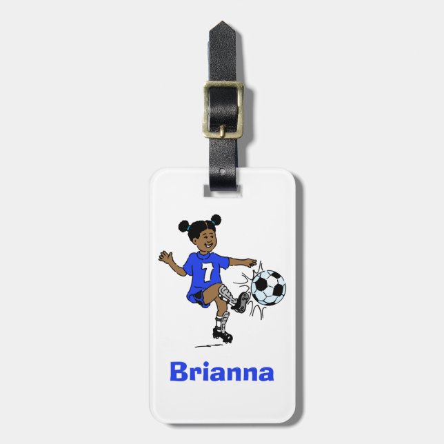 Etiqueta De Bagagem Modelo de Fotografia Personalizada do Futebol Girl (Frente Vertical)