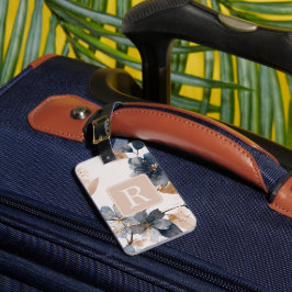 Etiqueta De Bagagem Modelo de Monograma de Flor Bonita Personalizado