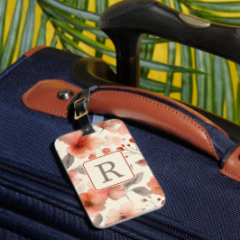 Etiqueta De Bagagem Modelo de Monograma de Flor Bonita Personalizado