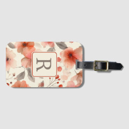 Etiqueta De Bagagem Modelo de Monograma de Flor Bonita Personalizado