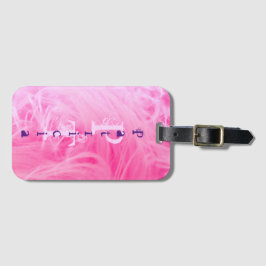 Etiqueta De Bagagem Modelo de Monograma Moderno, Simples, Roxo, Rosa