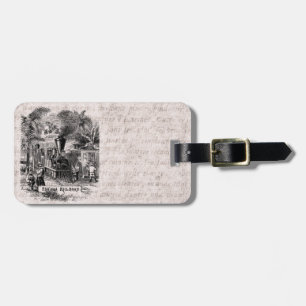 Etiqueta De Bagagem Modelo do trem de estrada de ferro do canal do