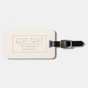 Etiqueta De Bagagem Modelo Editável Elegante   Bege e Marrom Escuro