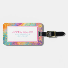 Etiqueta De Bagagem Modern Abstract Glitter Floral Monogram Design    