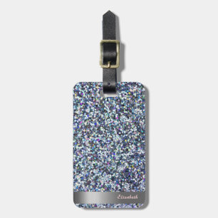 Etiqueta De Bagagem Modern Cool  Brilho Listra Prata - Personalizado