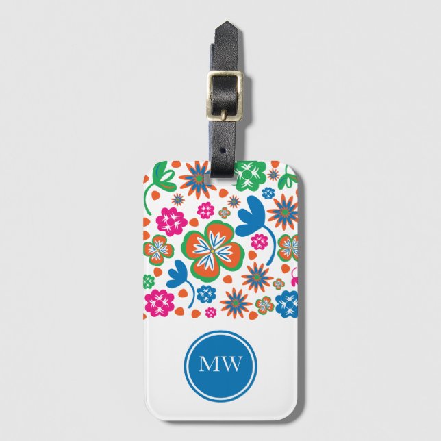 Etiqueta De Bagagem Modern Floral (Frente Vertical)
