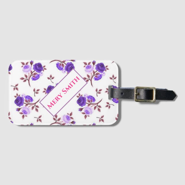 Etiqueta De Bagagem Modern Floral Seu Nome (Frente Horizontal)